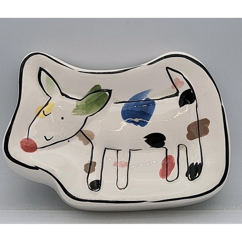 Vtg Jenny Faw Spotted Dog Soap Dish Trinket Vanity 5"‎